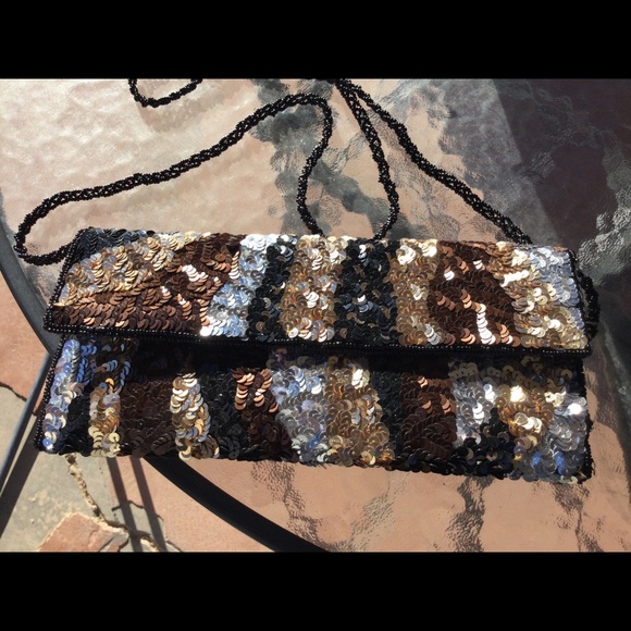 Envelope style clutch with beaded handle - Picture 1 of 1